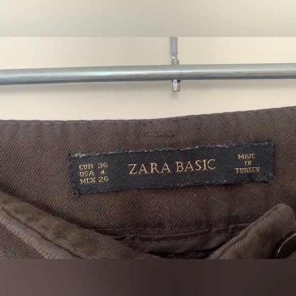 Zara Basic brown trousers with light black spotted pattern - Picture 4 of 9